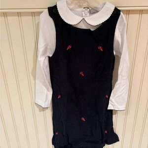 2-piece Navy Blue Dress with lobster embroidery